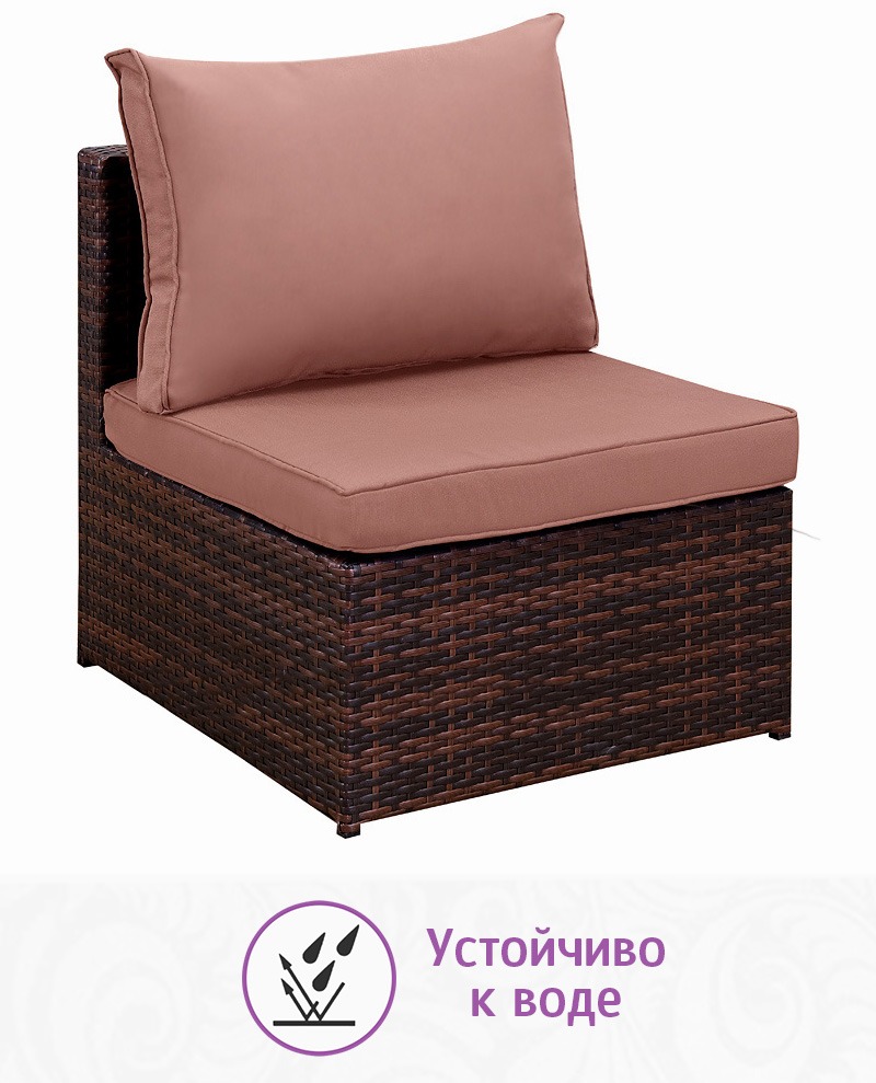 Комплект мебели из искусственного ротанга Лаунж-7 (цвет: шоколад) с коричневыми подушками — изображение 4