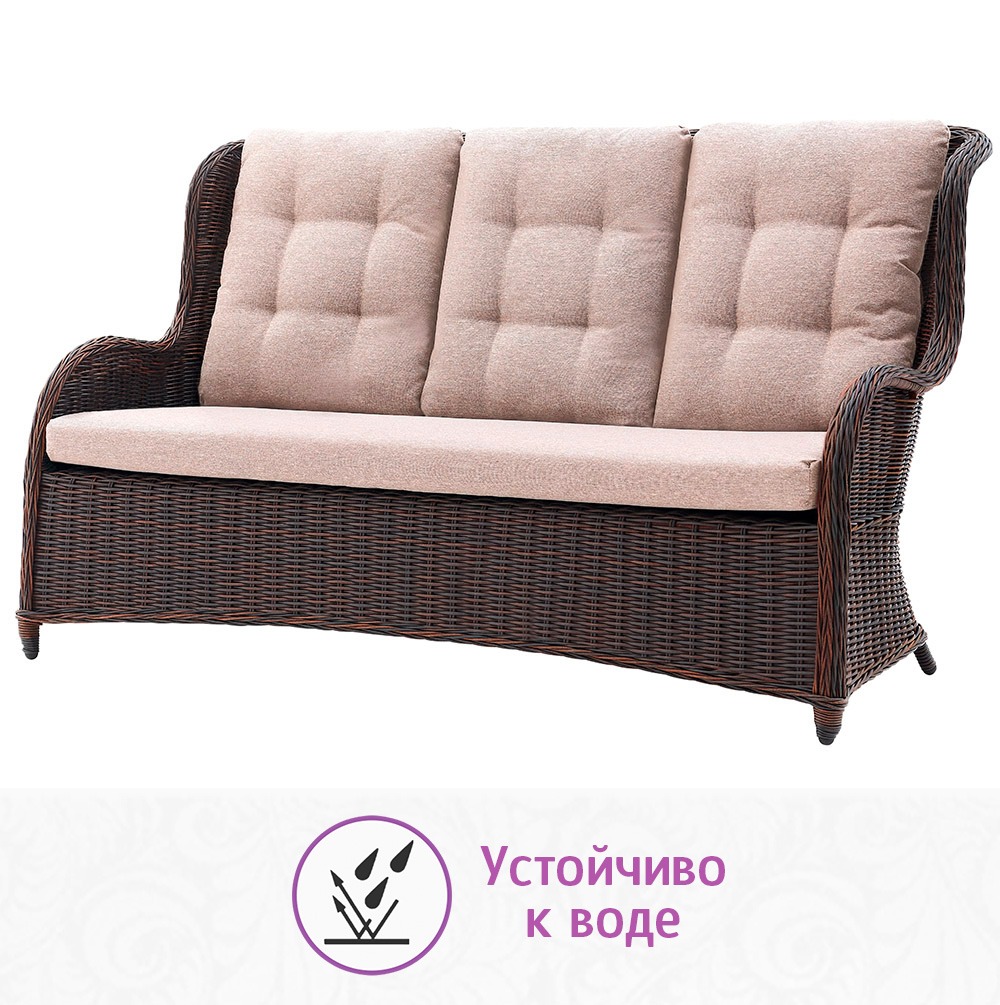 Комплект мебели для обеда и отдыха из искусств. ротанга Оксфорд-7+ (цвет: кофе) (подушки: лен) — изображение 4