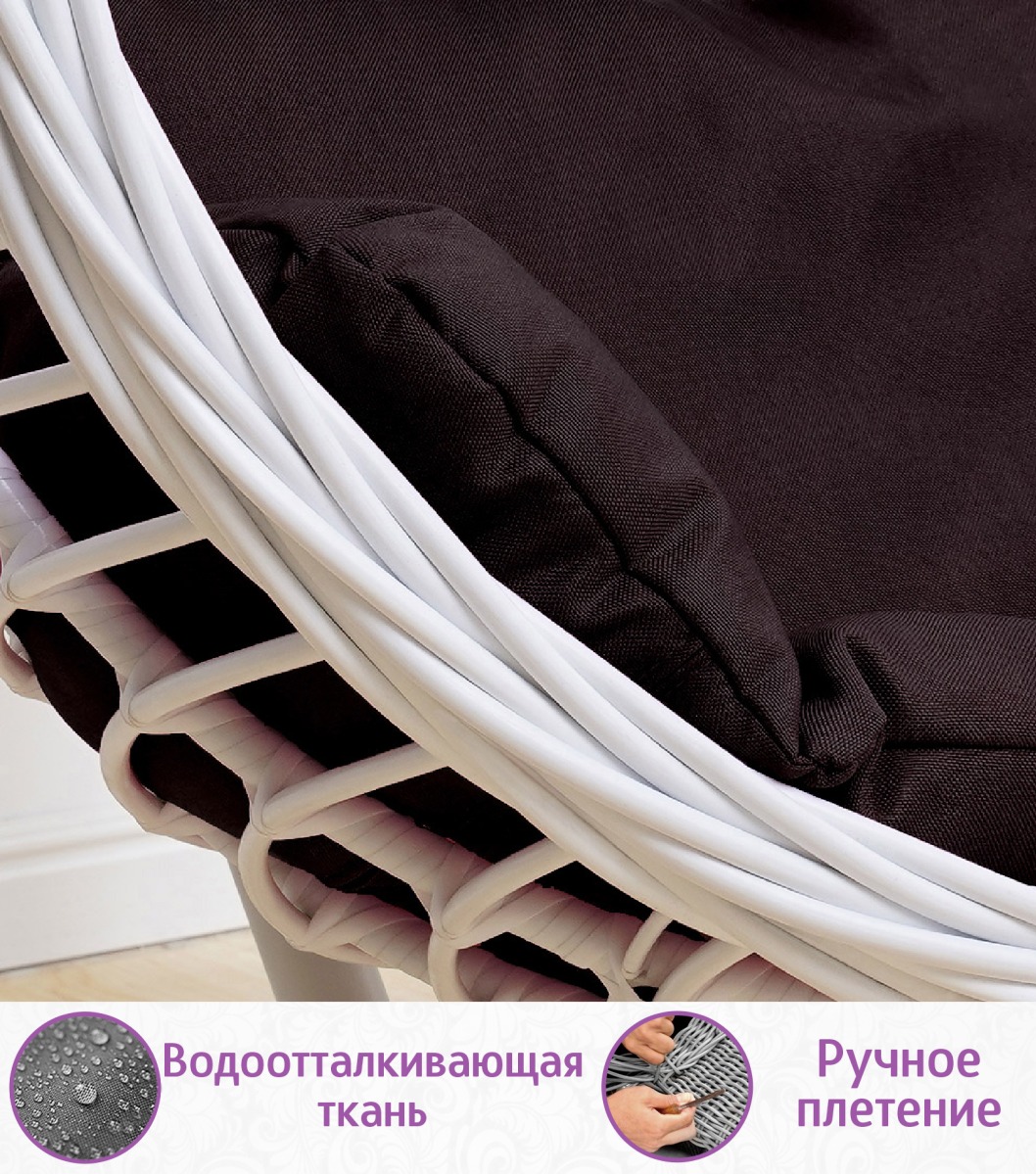 Подвесное кресло качели плетёное Глория 95 х 110 (цвет: белый) — изображение 4