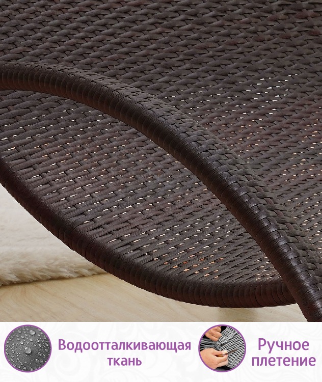 Комплект анатомических шезлонгов из искусственного ротанга Изи Дуэт (Easy Duet) (цвет: шоколад) с коричневыми подушками — изображение 6