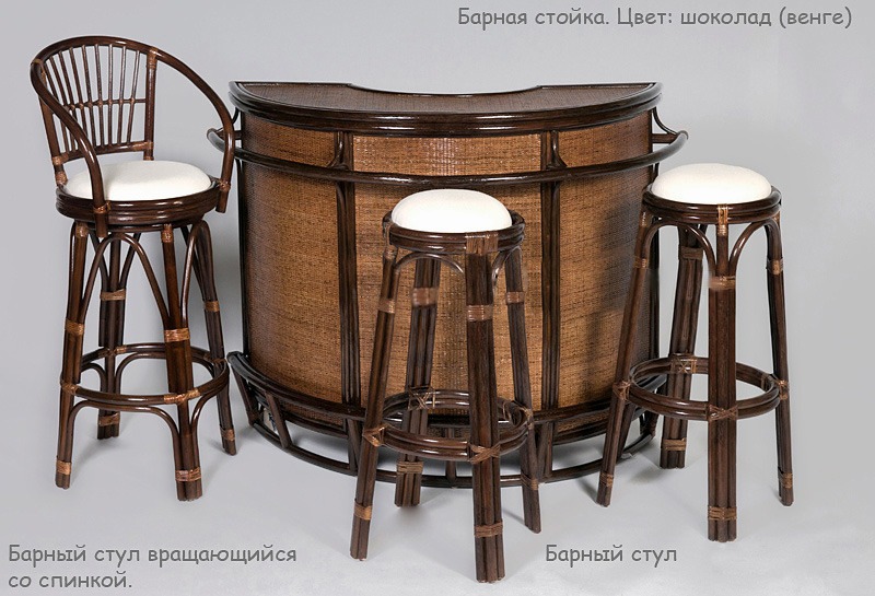 Барный стул вращающийся со спинкой (цвет: шоколад) — изображение 4