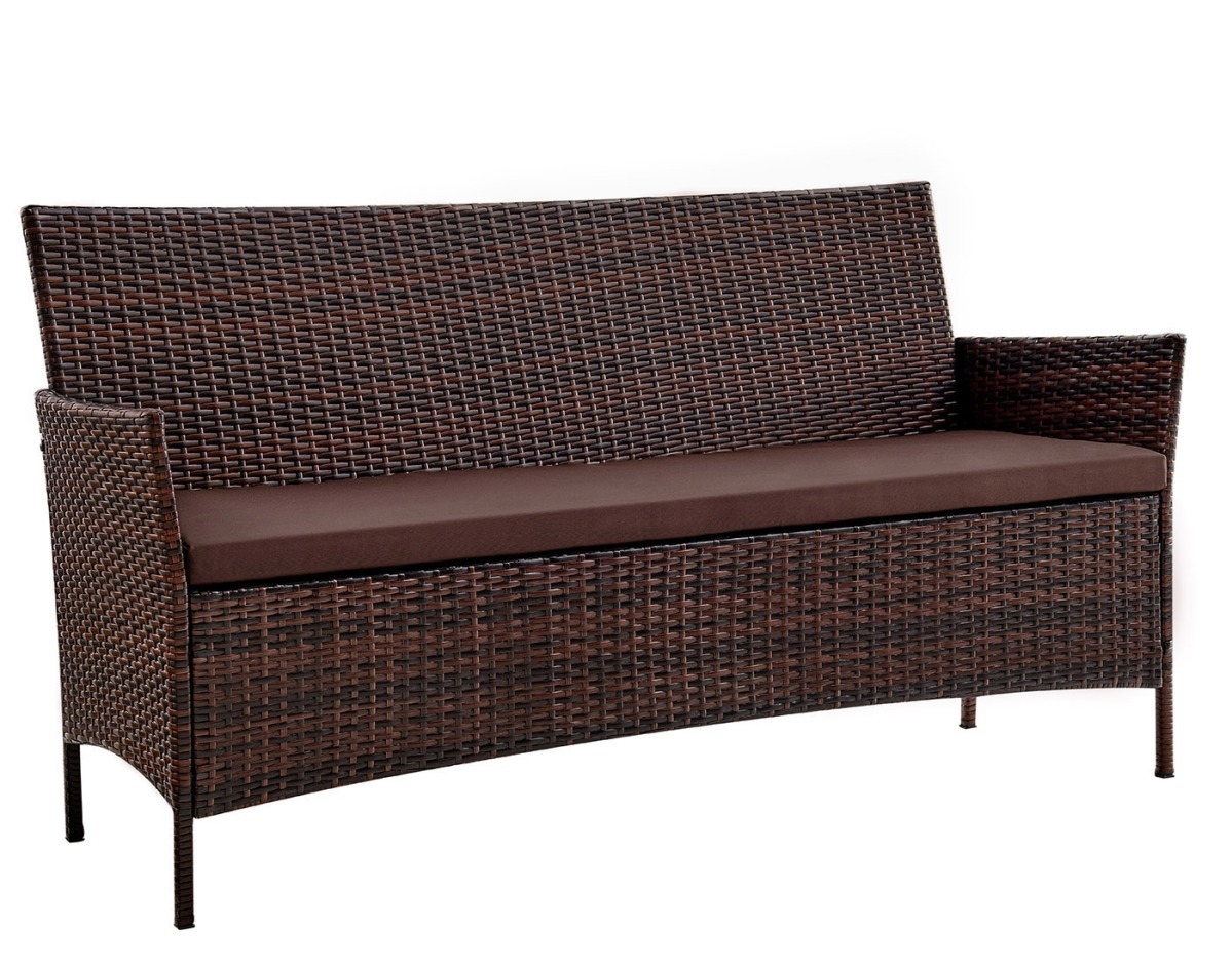 3-х местный диван из искусственного ротанга Киото диван-3 (Kioto sofa-3) (цвет: шоколад) (коричневая подушка) — изображение 3