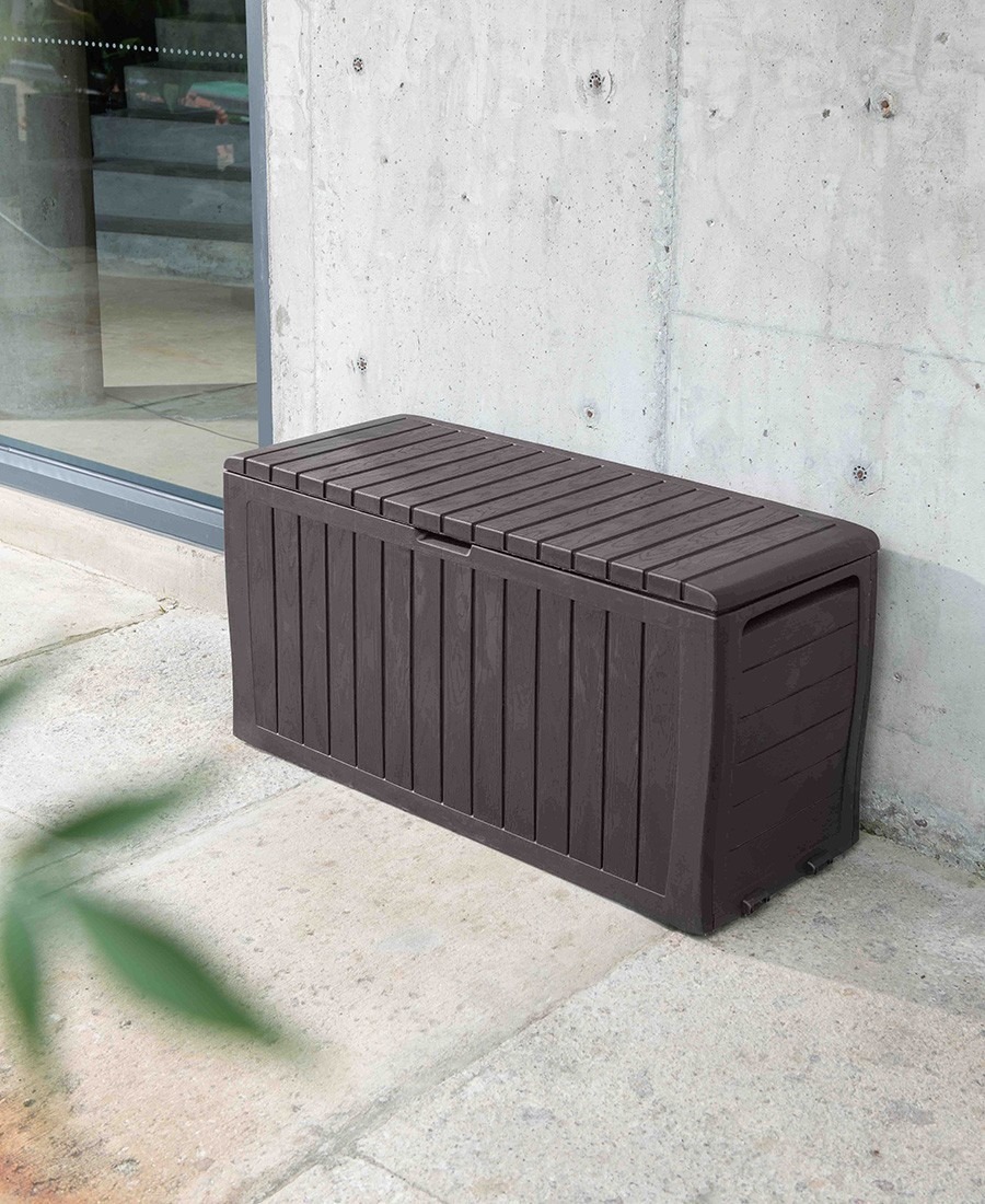 Пластиковый садовый сундук с замком Гарденбокс L (Gardenbox L) (цвет: шоколад)