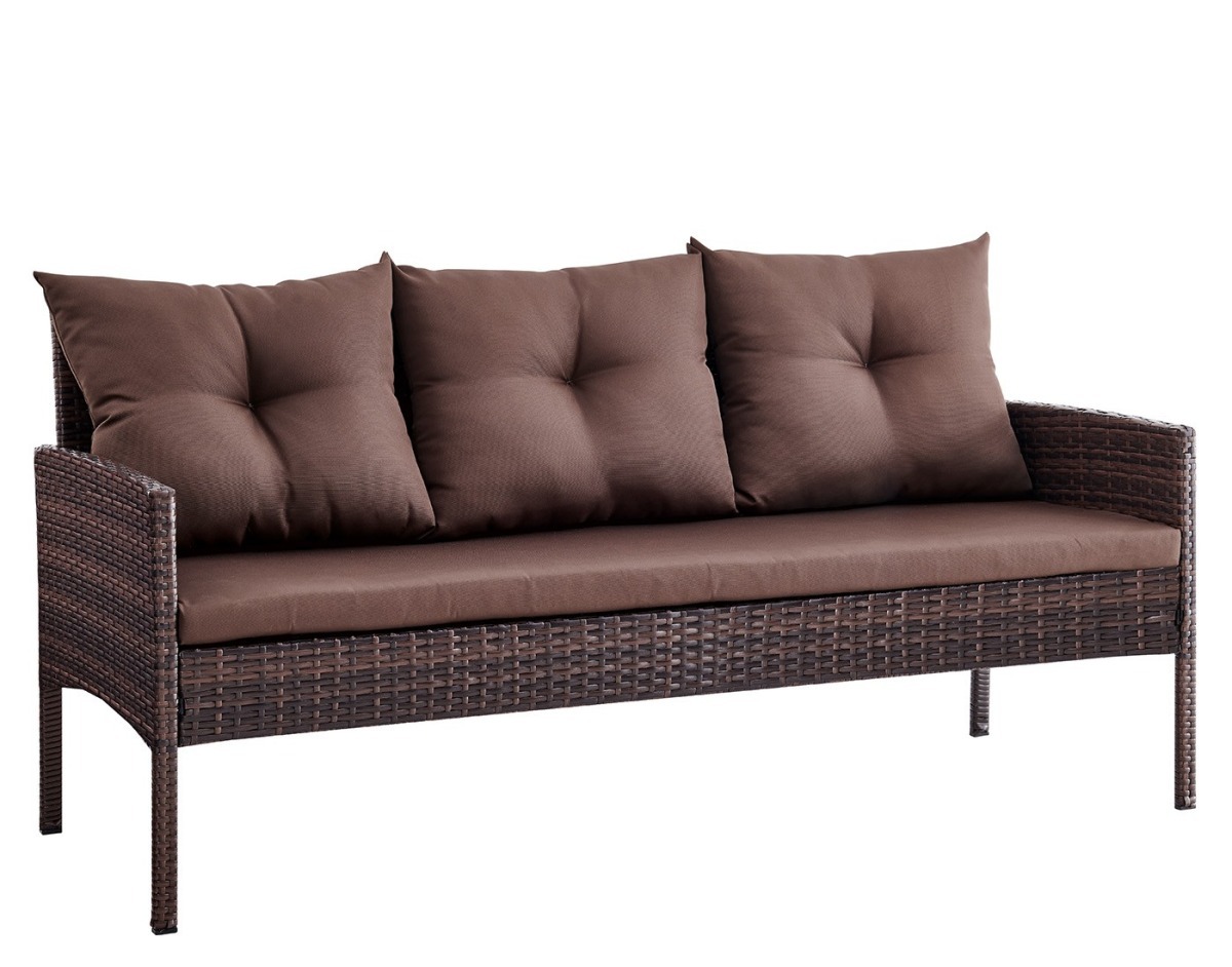 Диван Фьорд -3 (Fjord sofa-3) из искусственного ротанга 3-х местный (цвет шоколад)