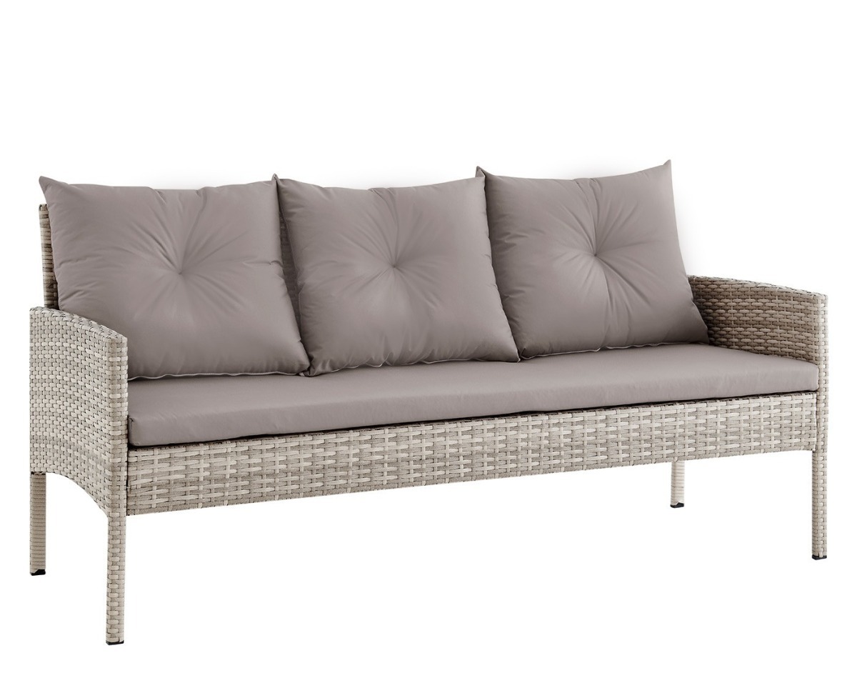 Диван Фьорд -3 (Fjord sofa-3) из искусственного ротанга 3-х местный (цвет серый)