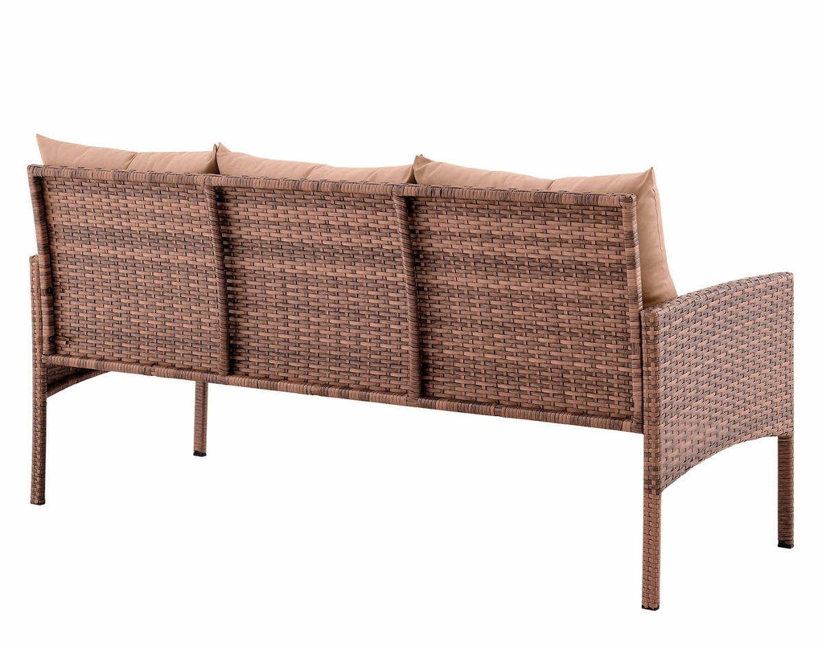 Диван Фьорд -3 (Fjord sofa-3) из искусственного ротанга 3-х местный (цвет капучино) — изображение 2