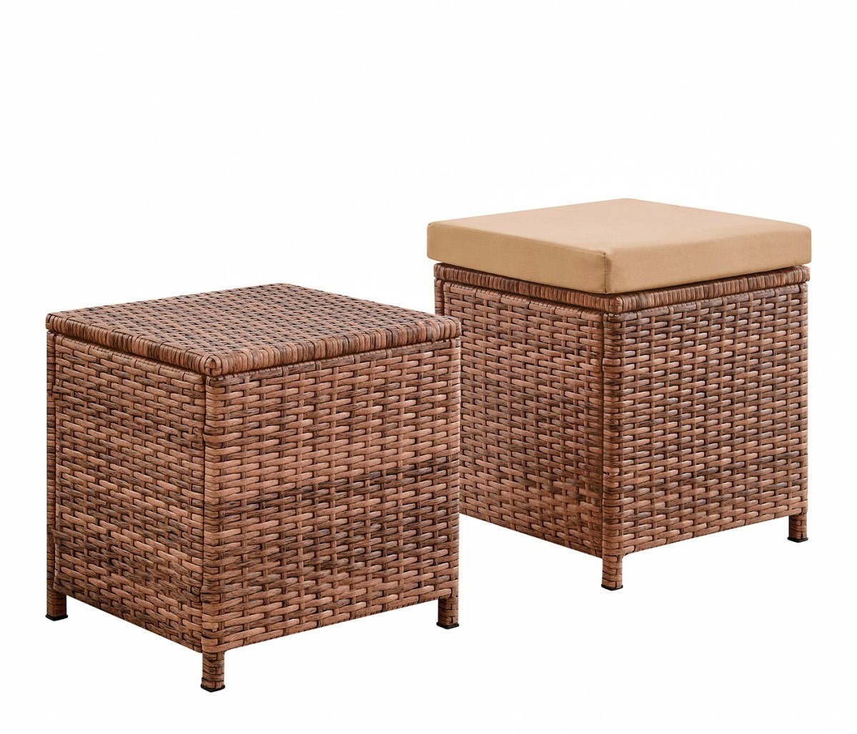 Пуфик Фьорд (Fjord stool) из искусственного ротанга (цвет капучино) — изображение 2